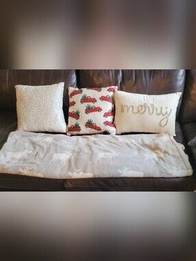 Holiday Decorative Throw Pillow Set & Throw Blanket